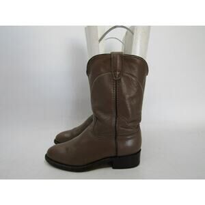 Acme Youth Size 5 D Beige Leather Roper Cowboy Western Boots